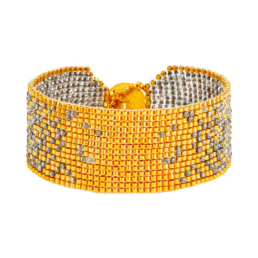 Brazalete Telar Dorado Medio Difuminado Plata Pavonada
